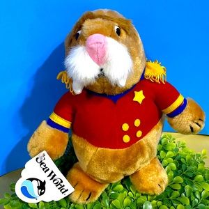SEA WORLD NWT VTG 1987 SIR WINTON WALRUS COLLECTIBLE PLUSH WEARING RED UNIFORM